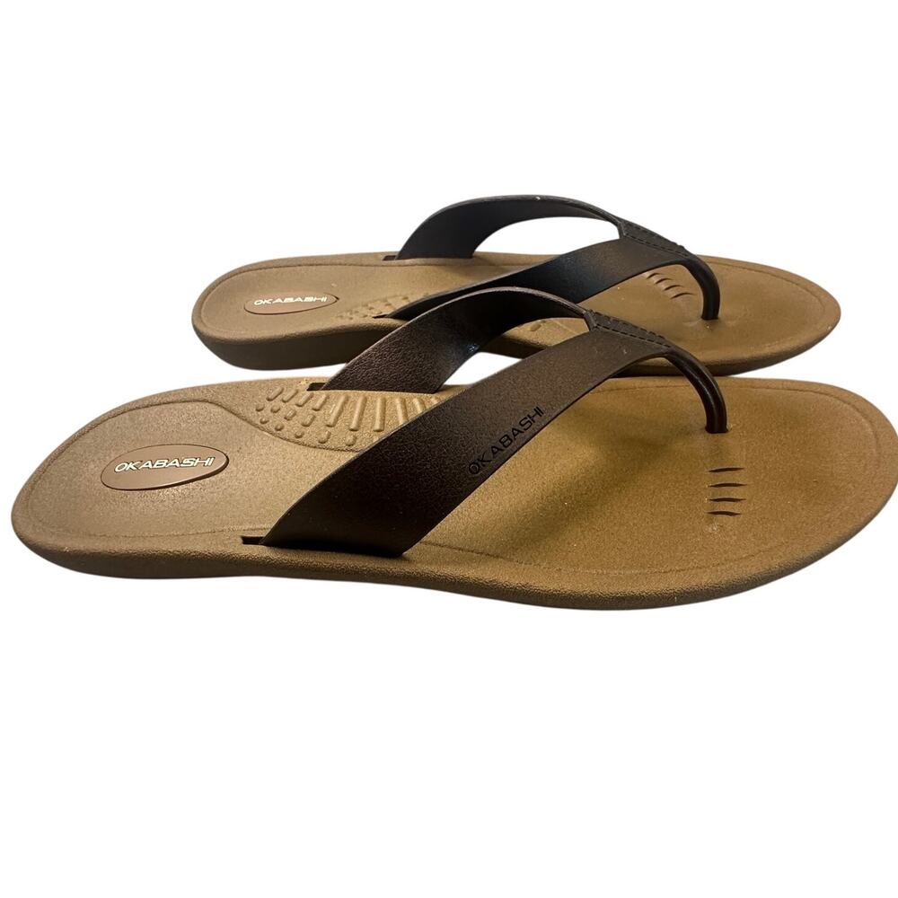 Okabashi Flip Flops Arch Support USA Thong Sandals Brown LL